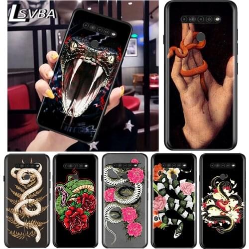 Hand Flower Snake Cute for LG G8 G8S G8X V30 V35 V40 V50 V60 ThinQ Q60 K40 K50 K30 K41 K51 K61 K71 K92 Black Phone Case