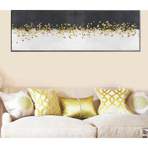 Nordic Modern Golden Yellow Leaves Black White Canvas Oil Painting posters Wall Art pictures For Living Room Bedroom Decortion