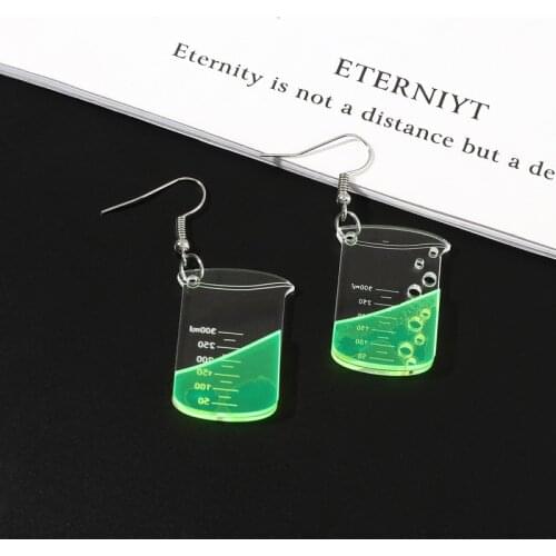 Funny Transparent Beakers Acrylic Drop Earrings For Women Cute Chemistry Experiment Tool Dangle Earrings Novelty Jewelry