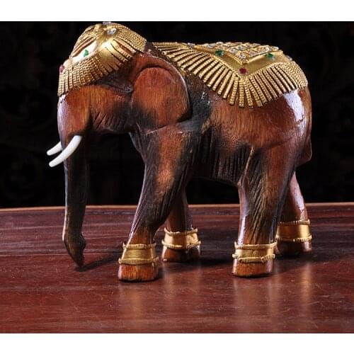 Thailand into the Decoration Mouth Home Office Money Drawing Wooden Ornaments Handmade Wood Carving Elephant Ornaments
