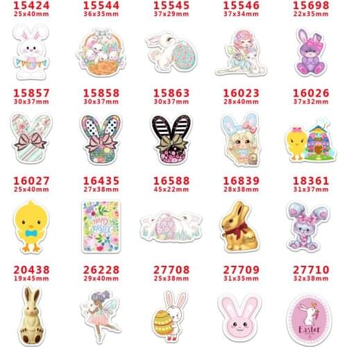 DIY Craft Supplies Sewing Accessories Cartoon Easter Bunny Printed Planar Resins Mold 30 Pieces. PR-15424