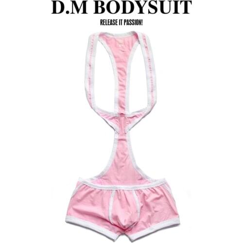 Mens mesh breathable suspender shorts panties low waist sexy tide boxer youth strap flat