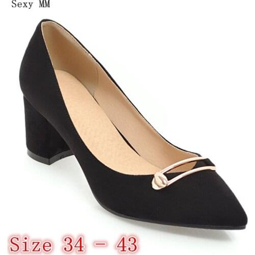 Square High Heel Shoes Women Pumps Stiletto Woman Office Career Shoes High Heels Plus Size 34 - 40 41 42 43
