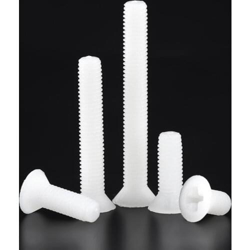 20PCS M2.5*5 6 8 10 12 15 Flat Head Phillips Screws Nylon Plastic Screw M2.5x5 M2.5x6 M2.5x8 M2.5x10