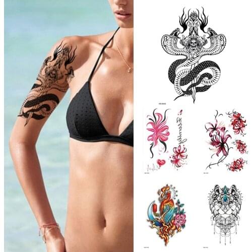 Temporary Tattoo Black tattoo Body Stickers Arm Shoulder Chest & Back Make Up -Cat,Phoenix,Koi Fish, Feather Tribal Symbols