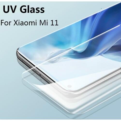 UV Tempered Glass for Xiaomi Mi 11 Xiaomi11 Mi11 Full Liquid Glue 3D Curved Screen Protector for Xiomi 11 Front Protective Glass