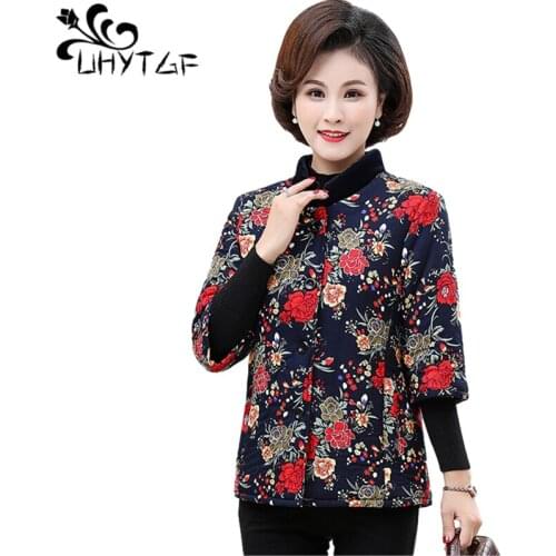 UHYTGF Womens Vest Fashion Printing Winter Cotton Waistcoat Plus Velvet Thicken Casual Warm Jacket Parker Female Large Size1216