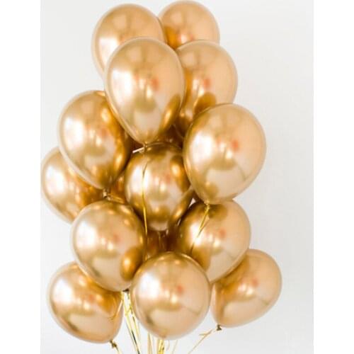 10pcs/lot Metallic Gold Silver Blue Rose Green Purple Ballon Wedding Happy Birthday Latex Metal Chrome Balloons PSC75