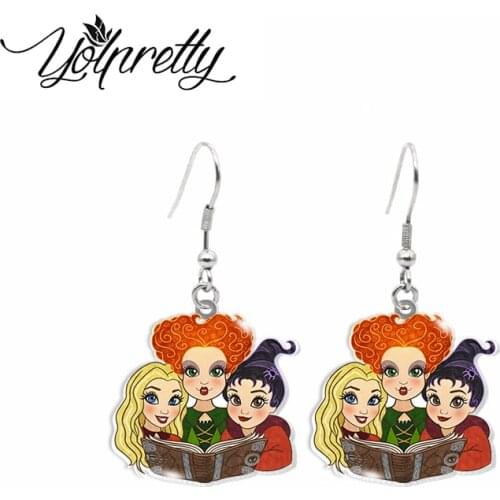 2021 New Arrival Cartoon Funny Witch Style Movies Acrylic Epoxy Fish Hook Dangles Earrings