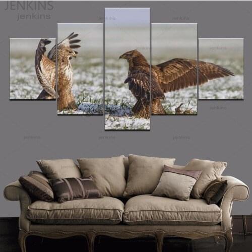 5 Pieces Animal Falcon Paintings Canvas HD Printed Poster For Living Room Wall Art Pictures Home living room Decor Jenkins