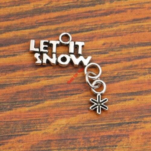5pcs Let it Snow Charm Pendant fit Bracelet Necklace Tibetan Silver Plated Jewelry DIY Making Accessories 13x25mm