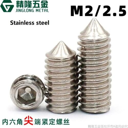 50pcs M2 M2.5 DIN914 304 stainless Black grade 12.9 steel Hex Hexagon Socket Cone Point Grub Set Screw Tapered End Bolt