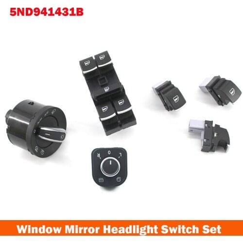 5ND959857 5ND941431B 5ND959565 5ND959855 Window Mirror Headlight Switch Set For VW Jetta 6 Golf GTI 5 6 Tiguan Passat B6
