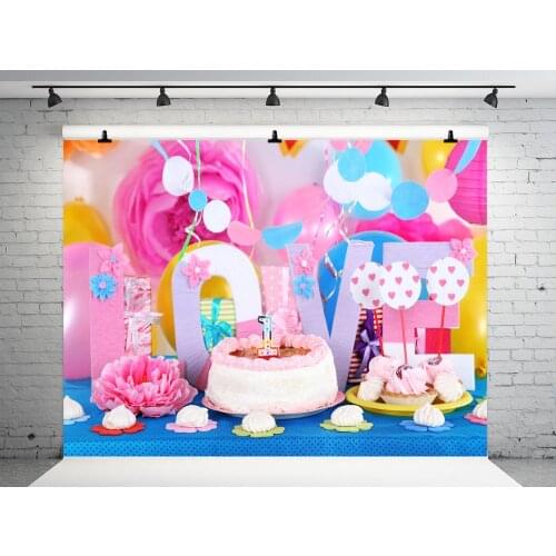 5x7FT VinylBDS Newborn Happy Birthday Background Photography Colorful Cake Flowers Backgrounds Photo Studio Children Backdrops