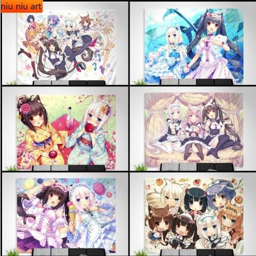 5D DIY Full Diamond Embroidery Nekopara Chocolate Vanilla Anime Diamond Painting Diamond Mosaic Cross Stitch Kits Room Decor