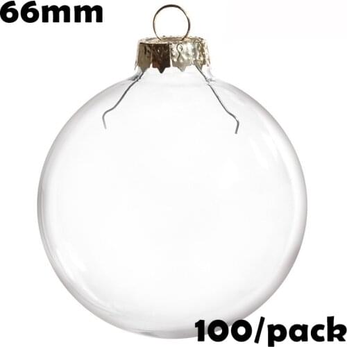 Free Shipping DIY Paintable Transparent Christmas Decoration Ornament 66mm Glass Sphere Ball, 100/Pack