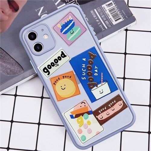 JAMULAR Cute Art Letter Label Phone Case For iPhone 7 XS MAX 11 Pro X XR SE2020 8 6Plus Food Words Shockproof Cover Matte Fundas