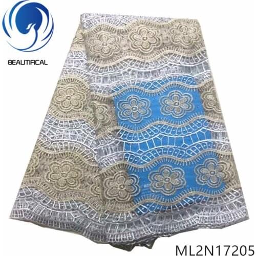 BEAUTIFICAL French lace fabrics Hot sale tulle lace fabric for dress wholesale mbroidery lace fabric with stones 5yards ML2N172