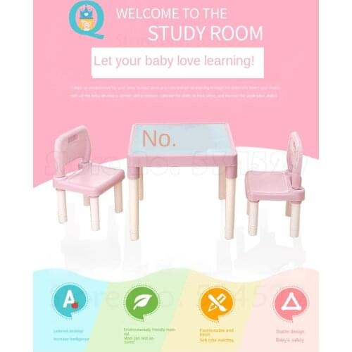 Childrens table and chair set kindergarten baby study table and chair childrens desk chair home plastic toy writing desk