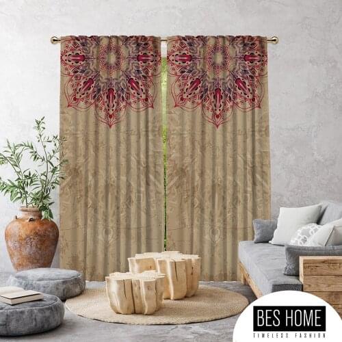 Ethnic,Pink and Purple Antique Mandala,Window Curtain 2 panels,Blackout,Room darkering, made to order