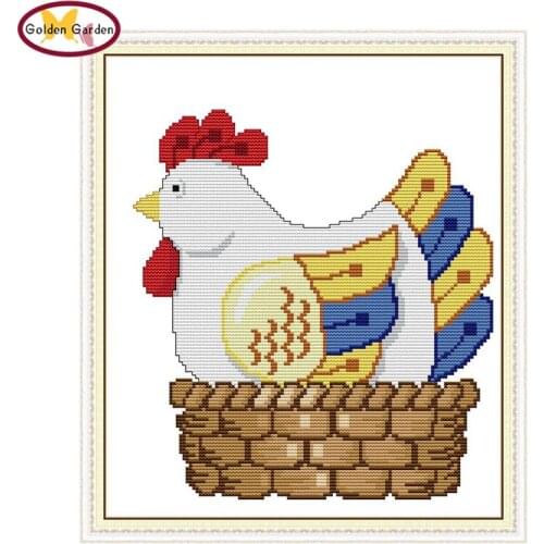 GG Hen Hatching Eggs Paintings 11ct Chinese Stamped Cross Stitch Animal Embroidery Needlework Set Cross Stitch for Home Decor