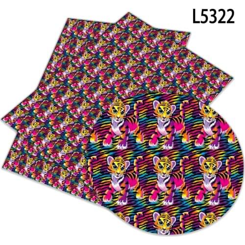 Artificial Synthetic Leather Printed Animal Tiger DIYClothing Bag Shoes Accessories A4 22*30cm Custom