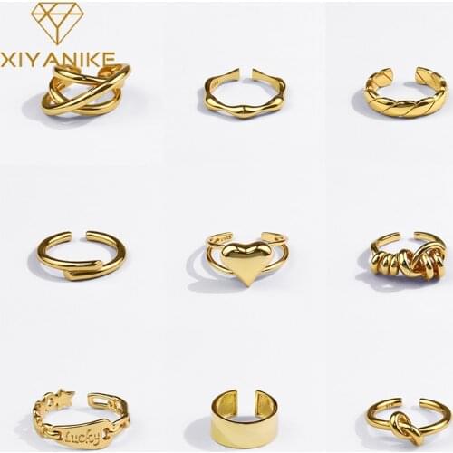 XIYANIKE 925 Sterling Silver Variety Geometric Irregular Hollow Ring For Women Simple Personality Jewelry Index Finger Party