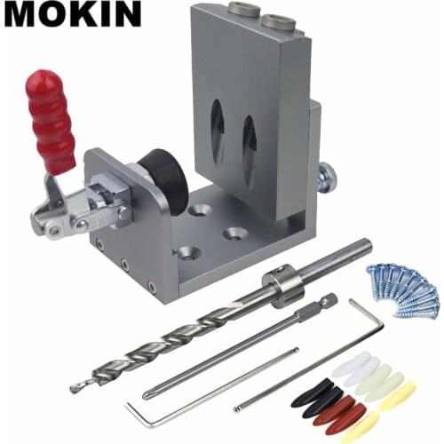 15 Degrees Inclined Hole Jig With Push-pull Clamp Pocket Hole Jig Locator Hole Puncher 9mm Angle Drill Bit Carpentry Tools