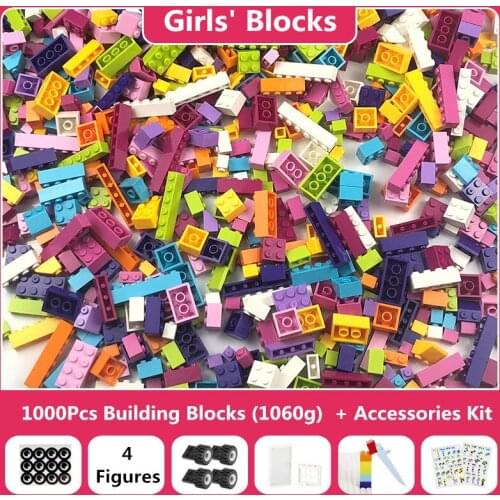 100% High-quality 1000Pcs DIY Building Blocks with Accessories Kit Compatible with Classic Block Bricks Toys