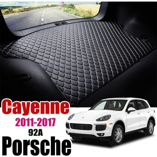 Leather Car Trunk Mat For Porsche Cayenne 92A 2011-2017 Trunk Boot Mat Liner Pad Cargo Cargo Liner Interior Decoration Hybrid