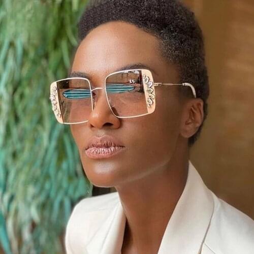 Diamond Square Sunglasses 2021 Women Men Oversized Shades Glasses Luxury Designer Sun Glasses Eyewear UV400