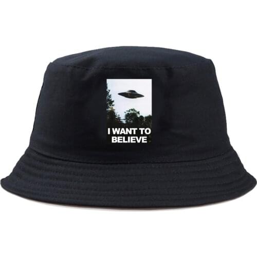 The X Files I Want To Believe Black Bucket Hats For Women Men Fishing Hat Sun Summer Sunscreen Fisherman Panama Hip Hop Cap