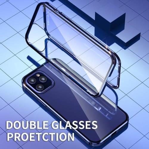 Magnetic Metal Adsorption Double Side Glass Phone Case for IPhone 12 11 Pro Max 12 Mini XS Max XS XR X SE 2020 8 7 6s 6 Cover