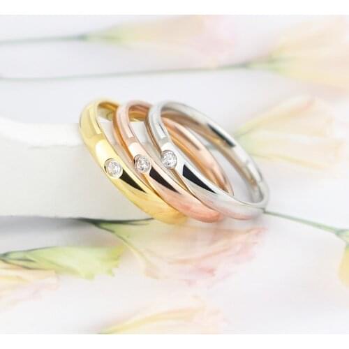 Fashion 3MM Crystal Ring Woman Ring Titanium Steel Gloss Ring For Women Ring Wholesale Jewelry