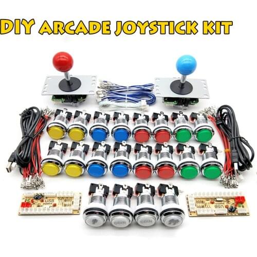 DIY Arcade Rocker Kit for 5V LED Electroplating Button Copy SANWA Joystick 1 & 2 Player COIN USB to PC / Raspberry Pi Zero Delay