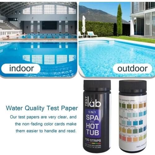 Swimming Pool Drinking Water Quality Test Kit Chlorine PH Value Alkalinity Hardness Test Paper Test Strip 100 PCS/Bottle