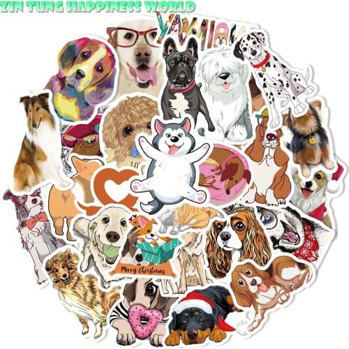 80 Pcs Cute Dog Stickers For Laptop Computer Guitar Luggage Bicycle Graffiti Waterproof Puppy Kid DIY Stickers for Gift Card