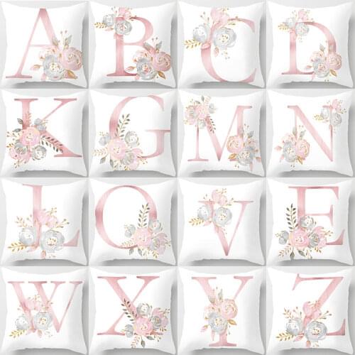 Pink Letter Cushion Cover 45x45 Polyester Pillowcover sofa Cushions Decorative Throw Pillows Home Decor Pillowcase