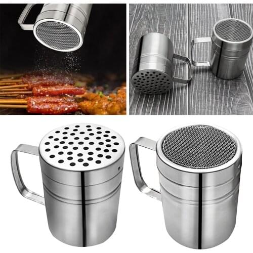 Stainless Steel Kitchen Shaker Spice Bottle Salt Sugar Shakers Tins Spice Storage Container Pepper Seasoning Box Multi-hole/Grid