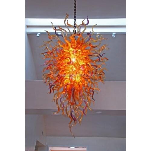 Wholesale Price Fancy Art Glass Lamps 100% Handmade Blown Glass Chain Chandeliers led chanelier lighting