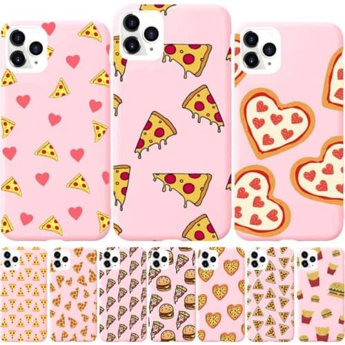 Food Pizza Original Liquid Phone Case For iphone 11 Pro Max X XS Max XR Solid Candy Color Shell For iPhone 7 8 6 6S Plus