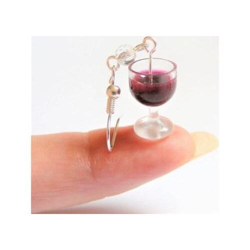 Food Jewelry Glass of Wine Earrings,Miniature Food Earrings