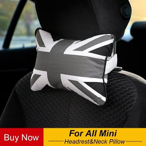 Neck Pillow Union Jack Checkered Care Occipital Headrest For All Mini Cooper Countryman R50 R53 R55 R56 R60 R61 F54 F55 F56