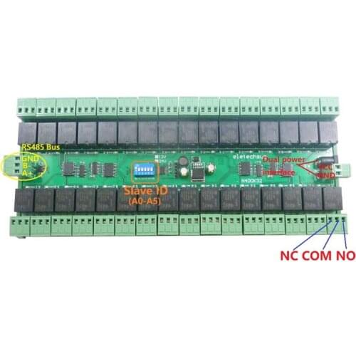 Relay Voltage 12V 24V 32-channel DIN rail RS485 relay Modbus RTU protocol remote control Relay N4DOK32 PLC expansion board