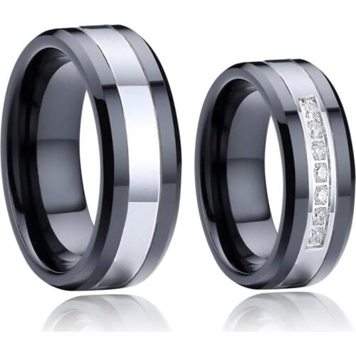 Luxury Black Ceramic jewelry 6mm Finger Ring marriage couple wedding rings for men and women Lovers Alliance