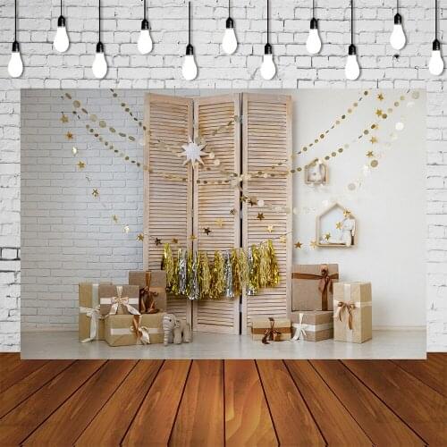 Newborn Baby Christmas Backdrop White Noel Santa Children Gift Boxes Posters Family Kids Portrait Photo Studio Background Decors