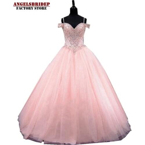 Pink Luxury Ball Gown Quinceanera Dresses Formal Plus Size Sexy Party Dress Crystal Beaded Vestidos De Debutante Gowns Ballkleid