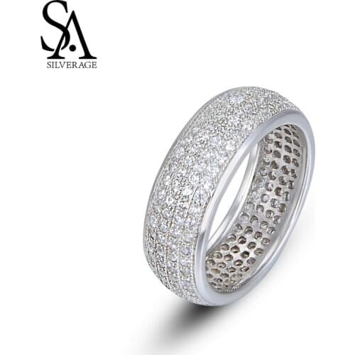 SA SILVERAGE European and American Personality Exaggerated Silver Jewelry S925 Sterling Silver Wide-brimmed Ring Womens Jewelry