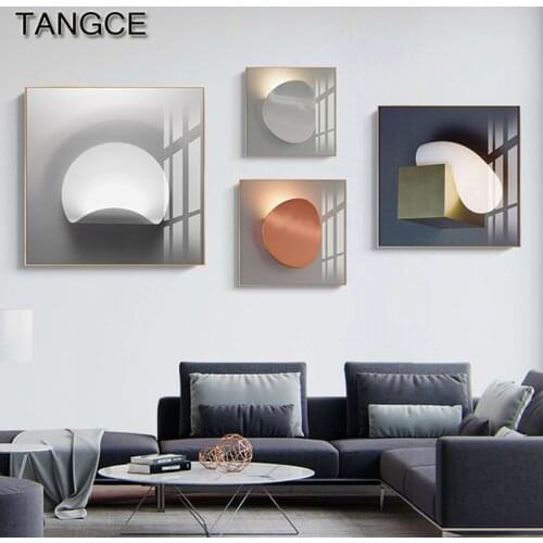 Modern Industrial Style Canvas Painting Orange Geometry Posters N Prints Wall Art Pictures Fashion Decoration for Bedroom Aisle
