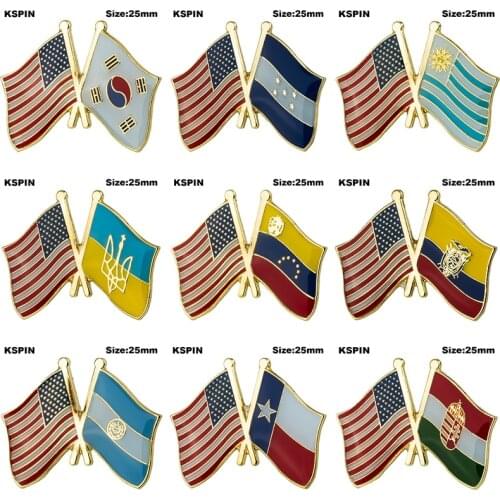 U.S.A Friendship Flag Badge Flag Brooch National Flag Lapel Pin International Travel Pins Collections
